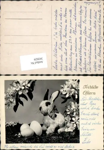 392029,Ostern Stofftier Osterhase Hase Eier Blütenzweige