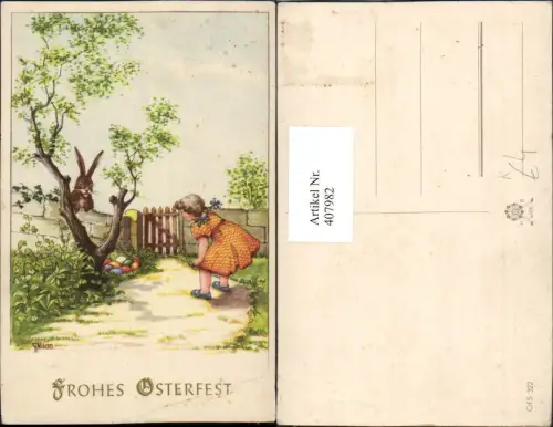 407982,Künstler AK G. Milan Ostern Kind Mädchen Osterhase Ostereier