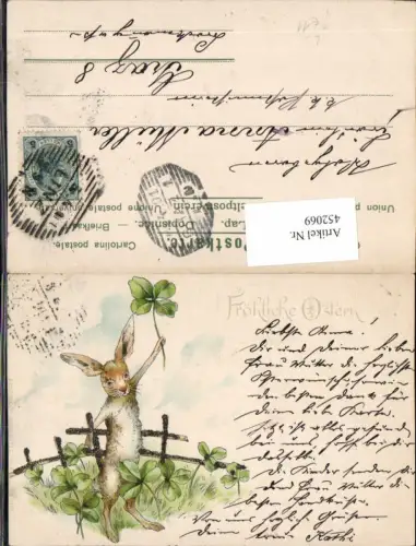 452069,Glitzer Künstler Litho Ostern Osterhase Hase Klee pub Erika