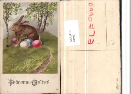 491901,Künstler AK Ostern Osterhase Hase Ostereier pub Erika 2008