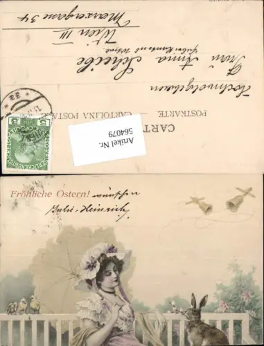 564079,tolle Künstler AK Jugendstil R. v. Wichera Ostern Frau Schirm Munk Vienne