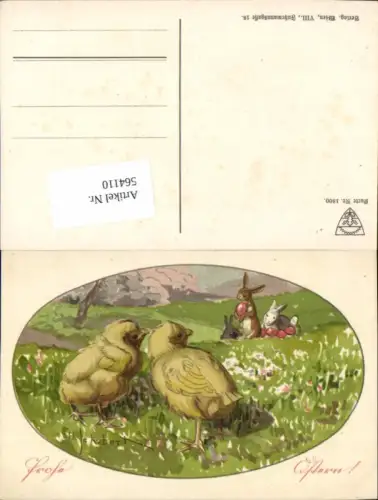564110,tolle Künstler AK H. Schubert Ostern Küken Osterhasen Schulverein 1800