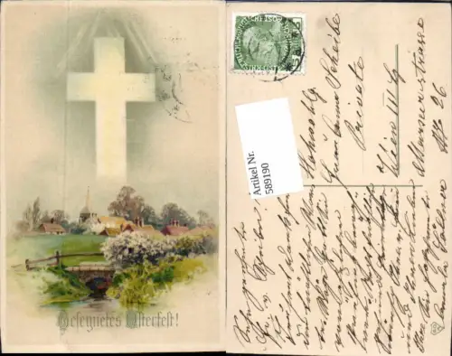 589190,tolle AK Ostern Kreuz Dorf