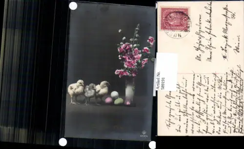 589191,tolle AK Ostern Küken Eier Vase Blumen