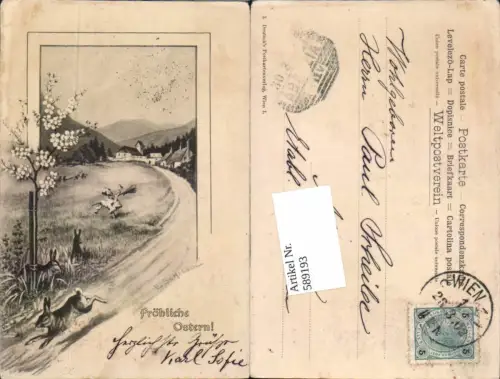 589193,tolle AK Ostern Hase Osterhase Dorf