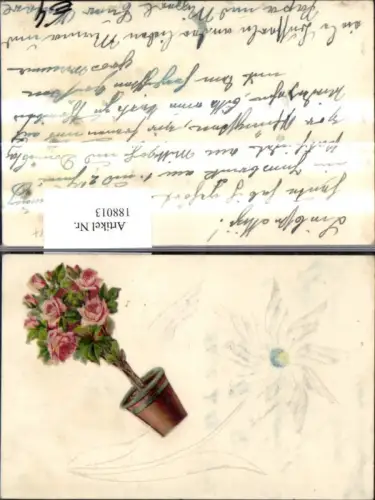 188013,Glückwunsch Präge Ak Rosentopf Rosen Blumen