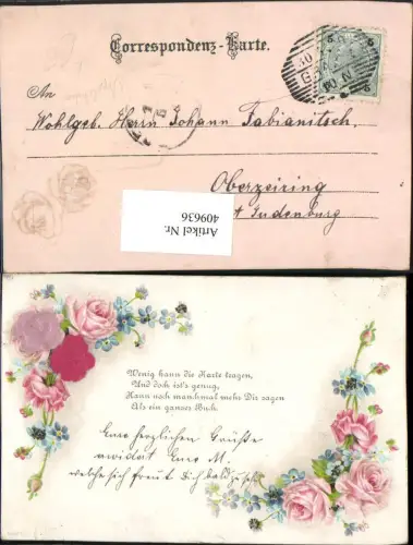 409636,Litho Applikation Seidenblumen Rosen Spruch Text