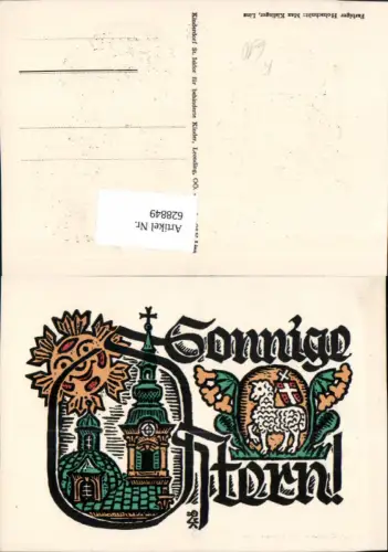 628849,Künstler Ak Farbiger Holzschnitt Max Kislinger Spruch Sonnige Ostern Kirche