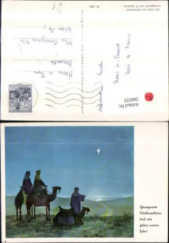 260525,Künstler AK N. Spencer Mundgemalt Weihnachten Weihnachten Stern von Bethlehem Drei Könige Kamele