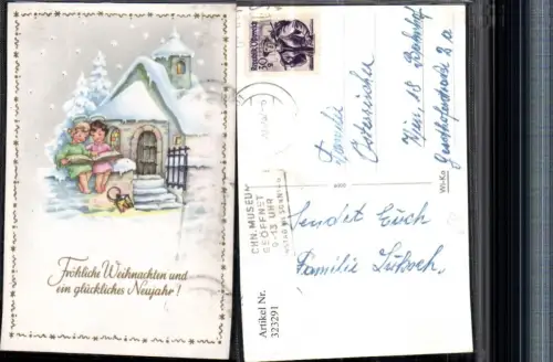 323291,Künstler AK Weihnachten Kirche Engeln Buch lesen Laterne