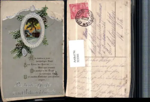 323301,Präge Künstler AK Silberverzierung Weihnachten Bild Spruch pub HWB 2823 Ottendorf Stempel