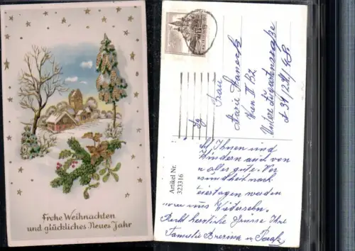 323316,Künstler AK Goldverzierung Weihnachten Winterlandschaft Winterdorf Sterne
