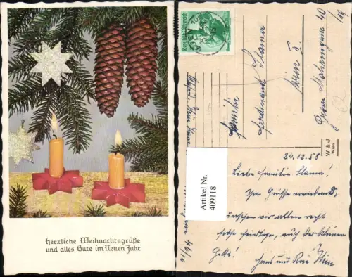 409118,Weihnachten Tannenzweige Zapfen Sterne Kerzen