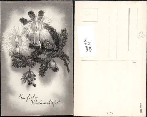 409136,Künstler AK Weihnachten Tannenzweig Kerzen pub EAS 5950