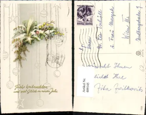409145,Künstler AK Weihnachten Tannenzweig Glocken Sternschnuppe Komet Vogel