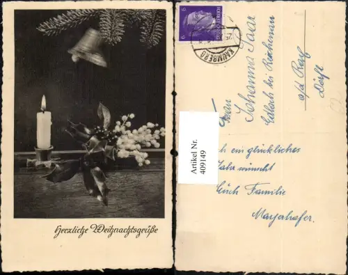 409149,Weihnachten Tannenzweig Glocke Stechpalme Kerze