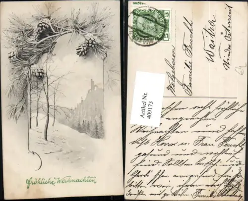 409173,Weihnachten Winterlandschaft Passepartout Zweig Zapfen