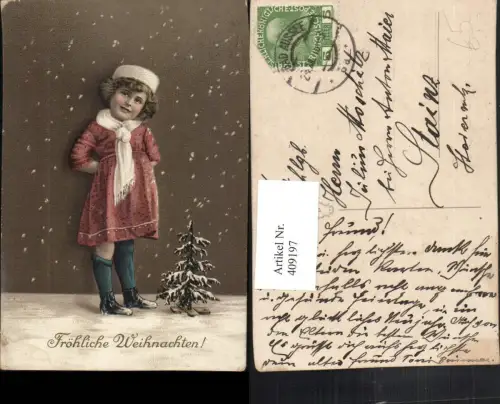 409197,Künstler AK Weihnachten Kind Mädchen Tannenbaum