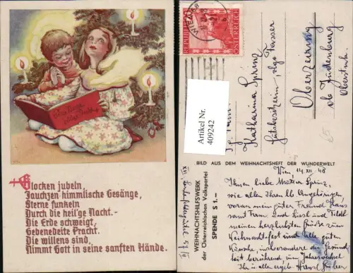 409242,Künstler AK Weihnachten Kinder Gottes Hände Spruch Text