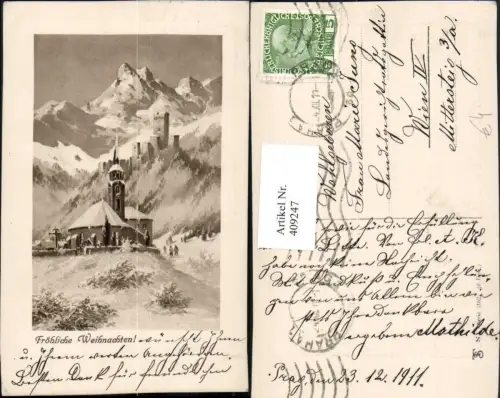 409247,Künstler AK A. Kaufmann Weihnachten Kirche Ruine pub Theo Stroefer 1182