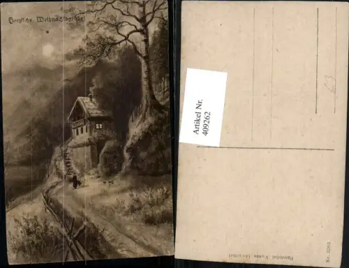 409262,Künstler AK Weihnachten Winterlandschaft Haus