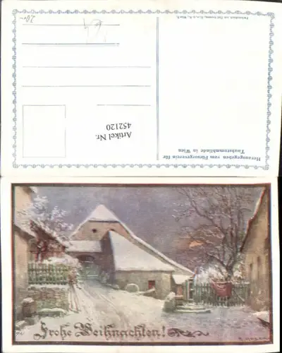 452120,Künstler AK R. Moser Weihnachten Dorf Motiv Winterbild