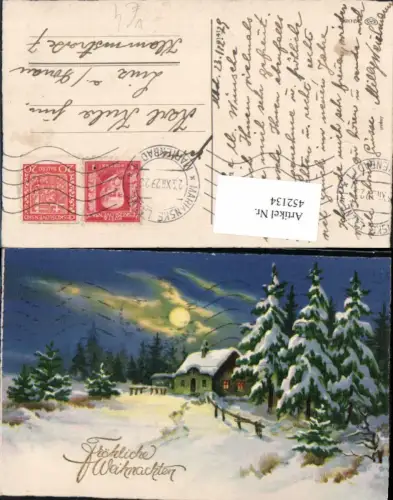 452134,Künstler AK Weihnachten Winterlandschaft Mondschein pub EAS 1208