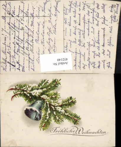 452140,Künstler AK Weihnachten Tannenzweige Glocke