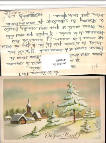 491680,Künstler AK Joyeux Noel Weihnachten Winterlandschaft Dorf