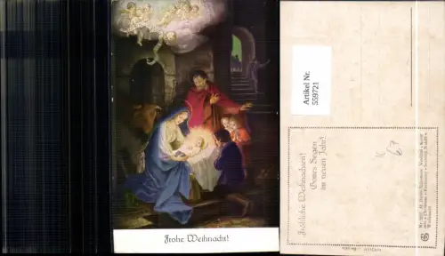 559721,Künstler Ak H. Huber Sulzemoos Weihnachten Heilige Familie Engel Krippe