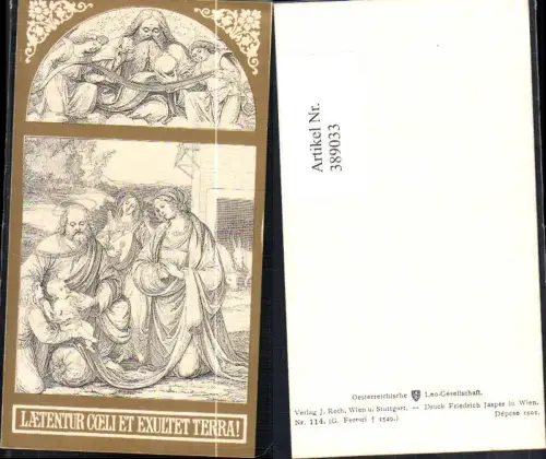 389033,Andachtsbild Heiligenbildchen G. Ferrari Heilige Familie Laetentur Coeli et exultet terra