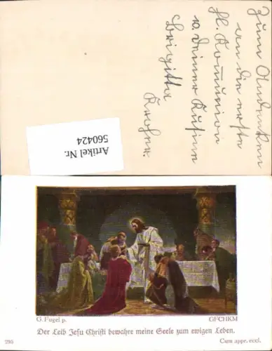 560424,Heiligenbildchen Andachtsbild G. Fugel Der Leib Jesu Christi Jesus Kommunion Jünger