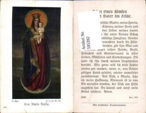 595392,Andachtsbild Heiligenbildchen G. Kau Ave Maris Stella