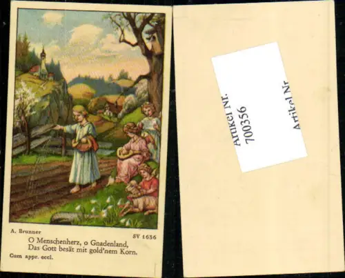 700356 Andachtsbild Heiligenbildchen A. Brunner Ostern Lamm Kinder