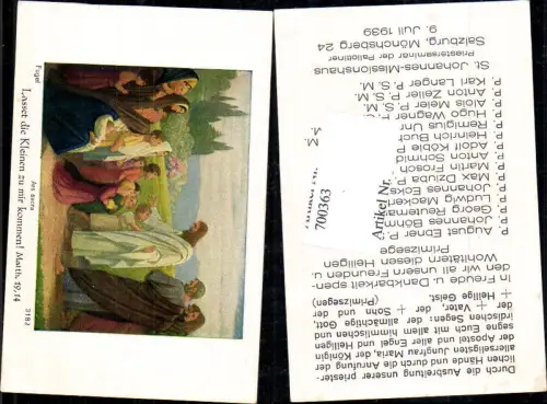 700363 Andachtsbild Heiligenbildchen Ars Sacra Jesus Fugel 3182