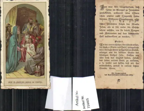714405 Andachtsbild Heiligenbildchen Jesus im Tempel