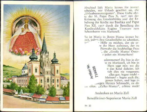 714408 Andachtsbild Heiligenbildchen Mariazell Maria Zell
