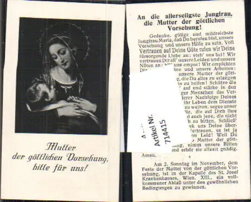 714415 Andachtsbild Heiligenbildchen Maria Vorsehung