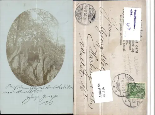 491116,Foto AK Melibokus b. Zwingenberg im Odenwald Männer Felsen