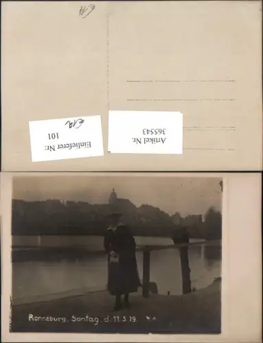 365543,Foto AK Ronneburg 1919 Teilansicht Frau m. Hut