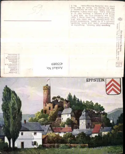 455089,Künstler AK G. Rothgeb Eppstein Teilansicht m. Ruine Burg