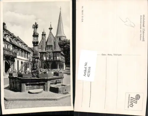 423816,Michelstadt im Odenwald Michelsbrunnen Brunnen m. Rathaus