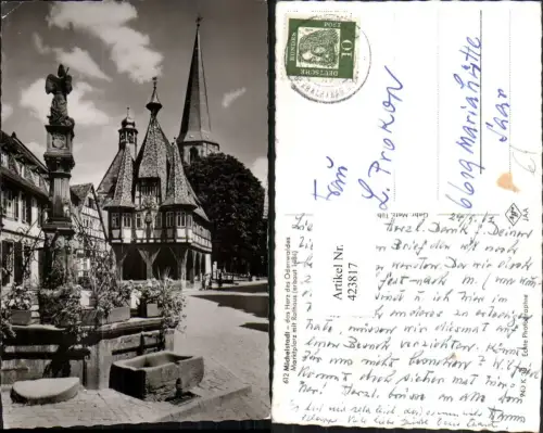 423817,Michelstadt im Odenwald Marktplatz m. Rathaus Brunnen