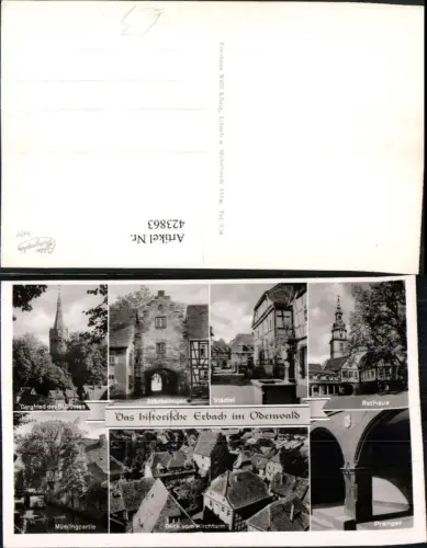 423863,Erbach im Odenwald Rathaus Brunnen Pranger Burgfried Mehrbildkarte