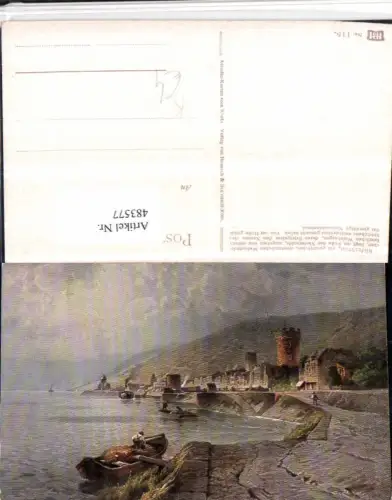 483577,Künstler AK Astudin Rüdesheim am Rhein Teilansicht