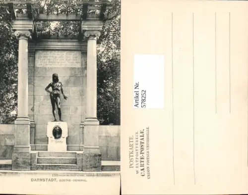 578252,tolle AK Darmstadt Goethe Denkmal