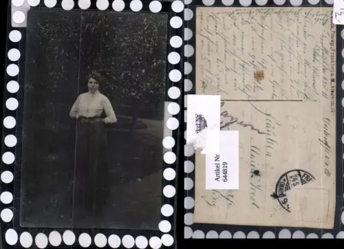 644819,Foto-AK Frau im Garten Frankfurt am Main Westend 1911 pub K. Reich Photograf Vilbeterstras.