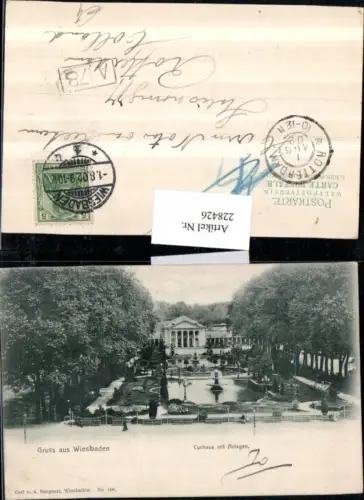 228426,Gruß aus Wiesbaden Kurhaus m. Anlagen Brunnen