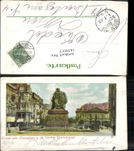143927,Gruss aus Frankfurt am Main Goethe Denkmal 1900