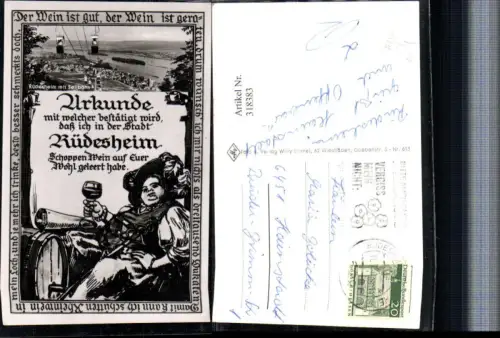 318383,Rüdesheim am Rhein Totale Seilbahn Wein Fass Urkunde